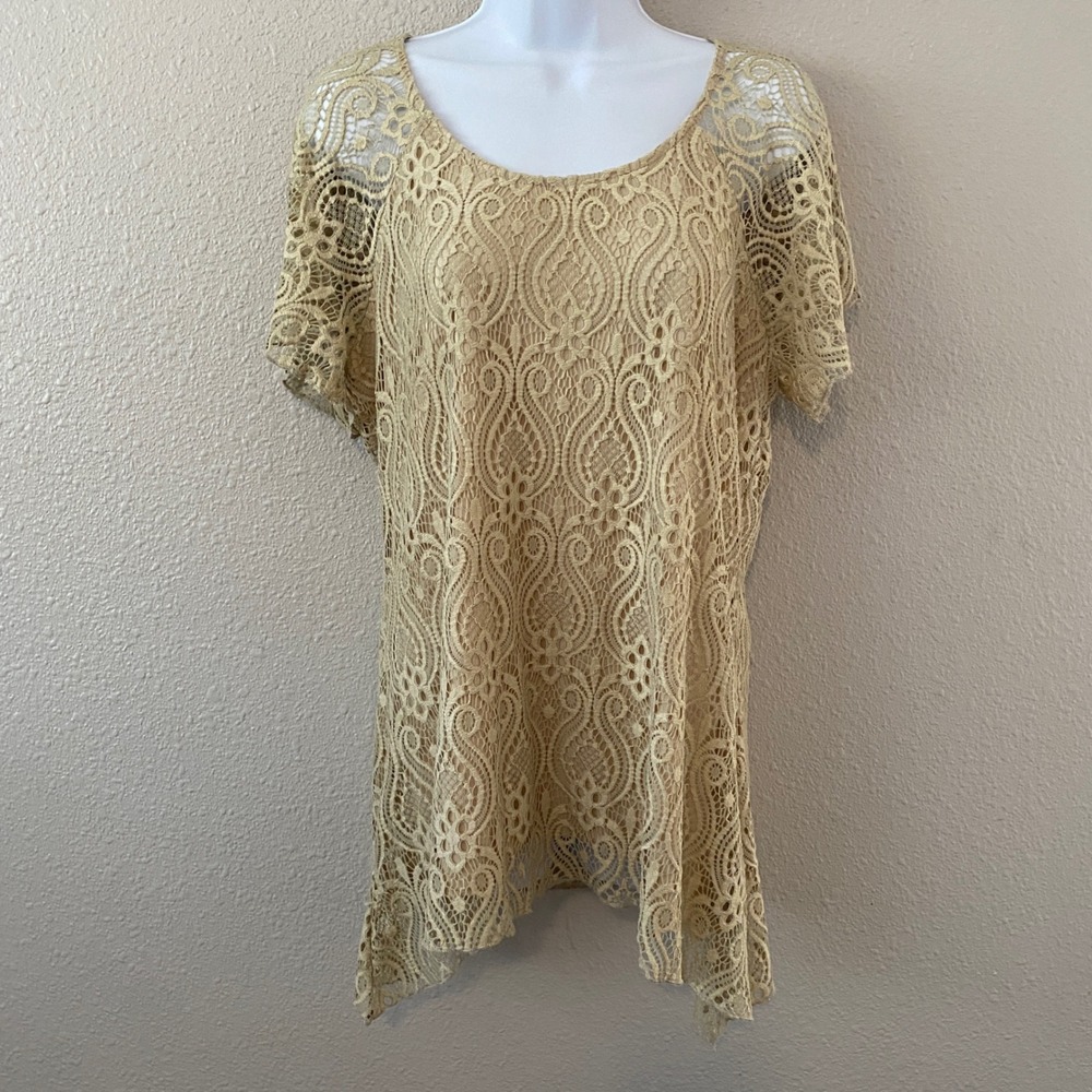 Cream Lace Blouse Large Fairycore Mori Kei Bohemian Boho Chic Festival Crochet
